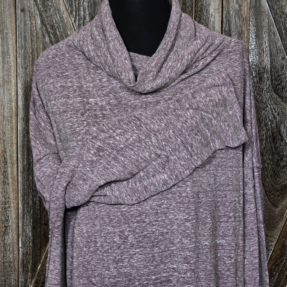 We The Free Free People Cowl Neck Tunic Purple Heathered Oversized Top Medium